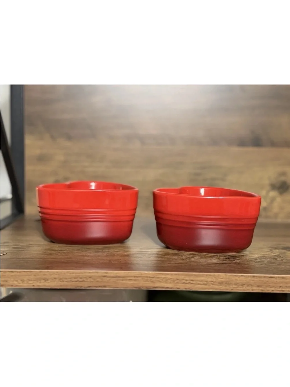 Le Creuset L'Amour Heart Collection Cerise Set of 2 Heart Ramekins